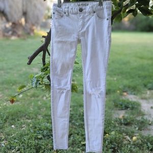 Free People White Distressed Skinny Jeans